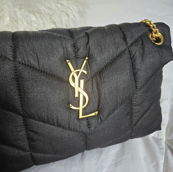 Saint Laurent Black Quilted Nylon Small Loulou Puffer Chain Bag NWT - Picture 5 of 14